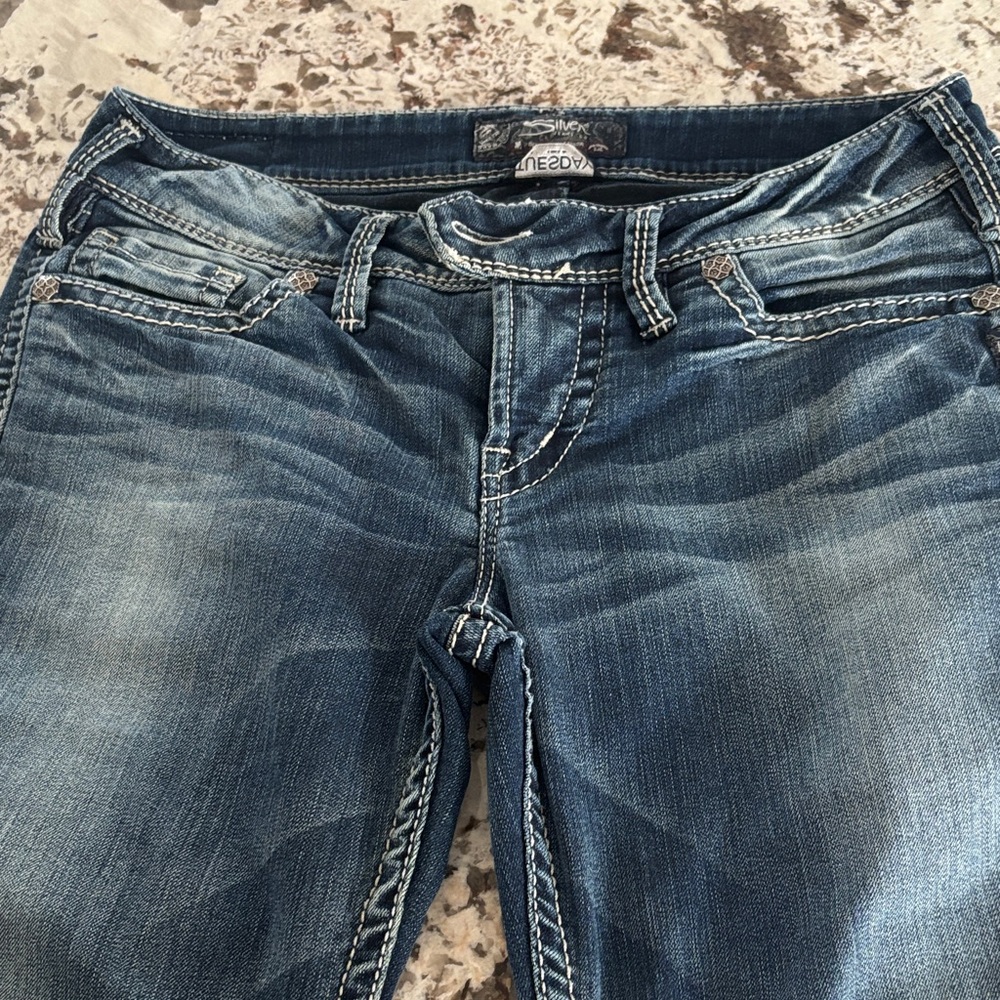 Silver Jeans Women's Distressed Blue Skinny Jeans